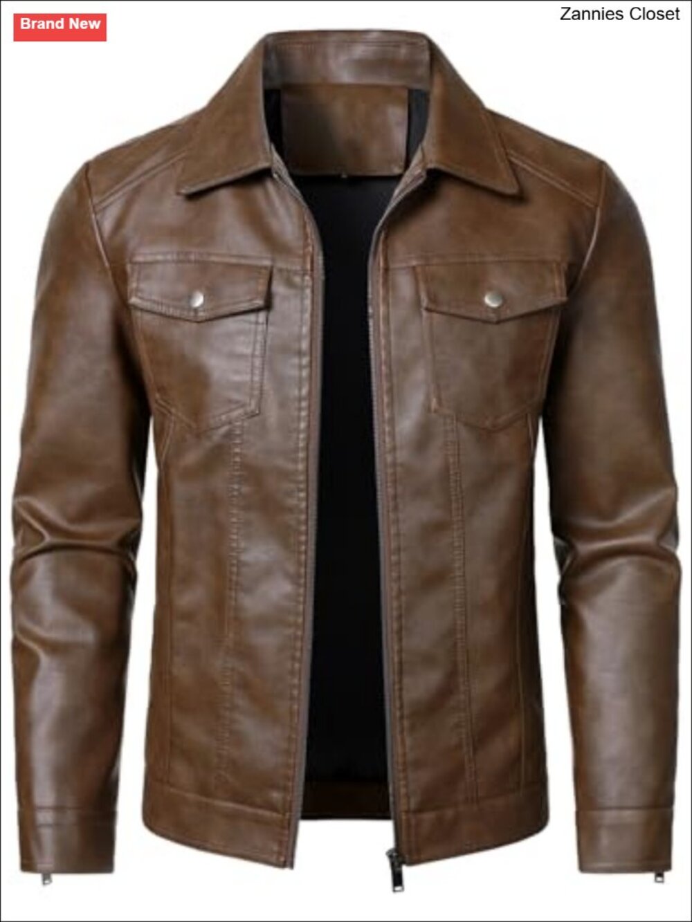 Faux Leather Motorcycle Biker Jacket Lightweight Casual Outwear